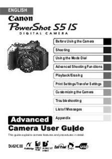 Canon PowerShot S5 IS Printed Manual